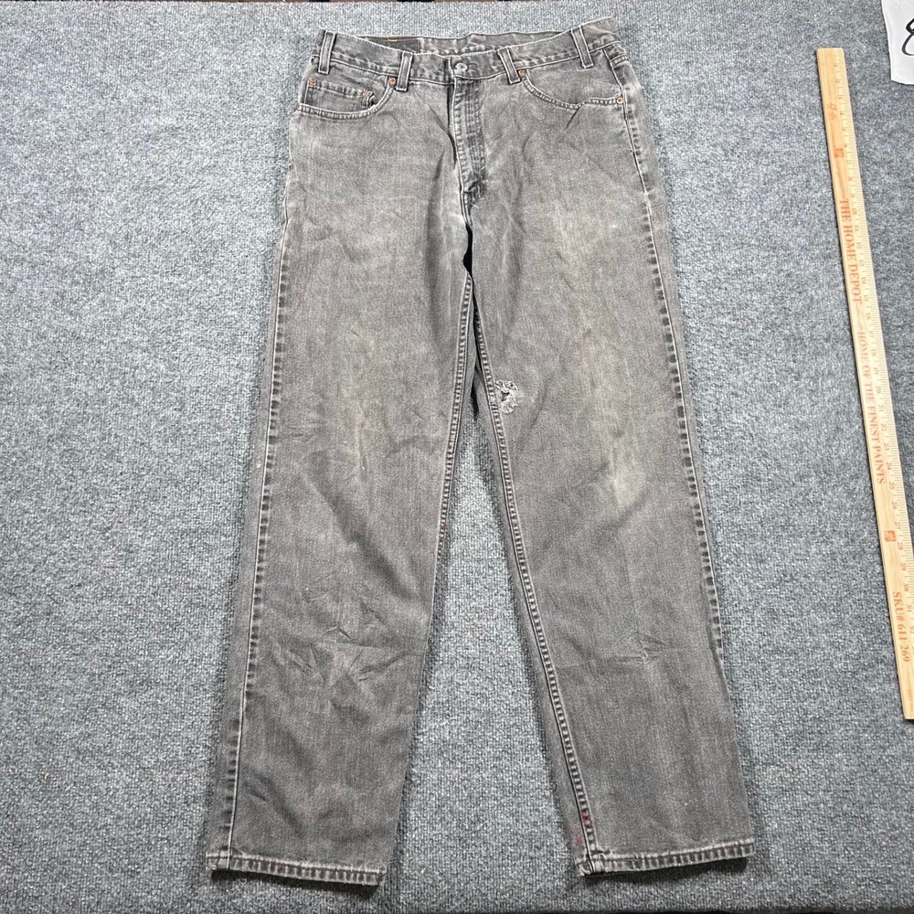 Levi's Jeans Mens Size 36 Black 550 Relaxed Fit Faded Denim Canada Distressed